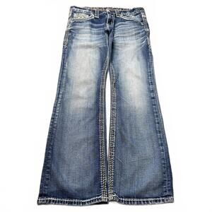 Vintage Y2K Rock Revival Boot Cut Embroidered Jeans 32x30